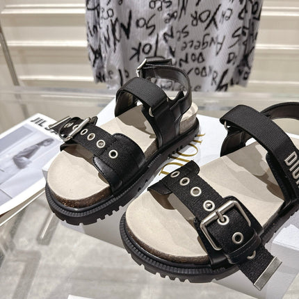 DIOR 26S BUCKLE SANDALS IN BLACK CANVAS