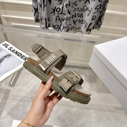 DIOR 26S BUCKLE SANDALS IN KHAKI CANVAS