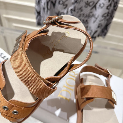 DIOR 26S BUCKLE SANDALS IN BROWN CANVAS