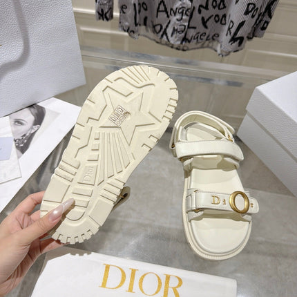 DIOR 26S VELCRO SANDALS IN OFF WHITE CALFSKIN