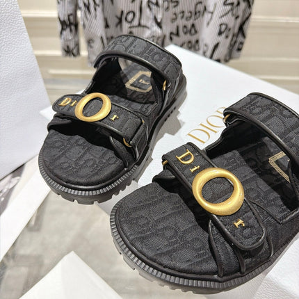 DIOR 26S SANDALS IN BLACK OBLIQUE CANVAS