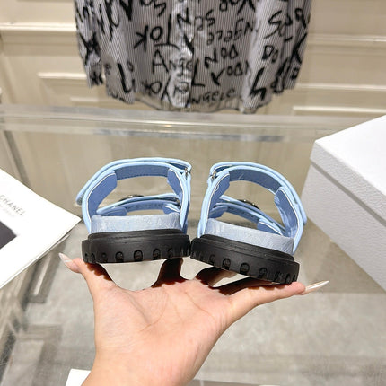 DIOR 26S SANDALS IN LIGHT BLUE OBLIQUE CANVAS