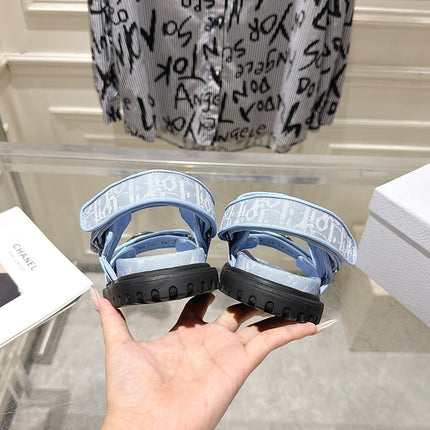 DIOR 26S VELCRO SANDALS IN LIGHT BLUE OBLIQUE CANVAS