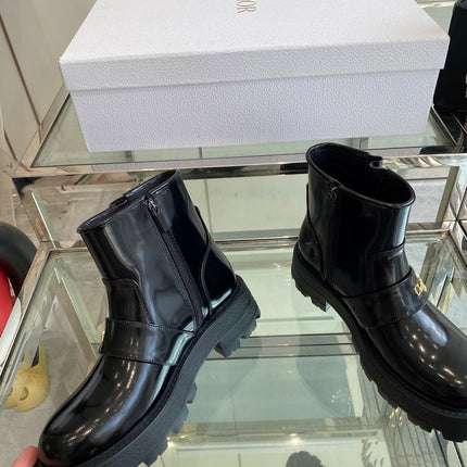 DIOR 25S D-QUEST ANKLE BOOT 35MM IN BLACK GLOSSY CALFSKIN