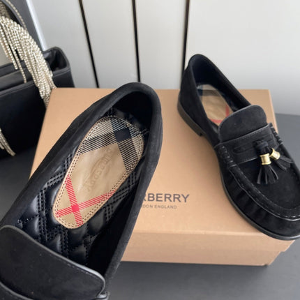 BURBERRY 26S LOAFERS IN BLACK SUEDE
