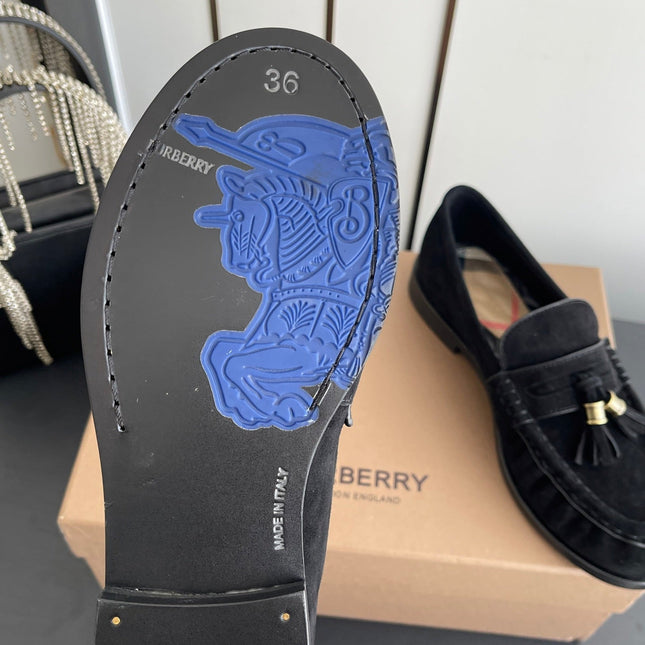 BURBERRY 26S LOAFERS IN BLACK SUEDE