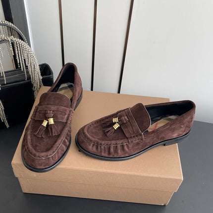 BURBERRY 26S LOAFERS IN DARK BROWN SUEDE