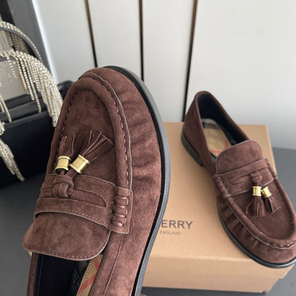 BURBERRY 26S LOAFERS IN DARK BROWN SUEDE