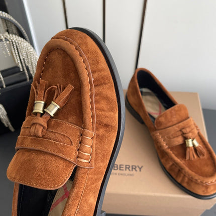 BURBERRY 26S LOAFERS IN BROWN SUEDE