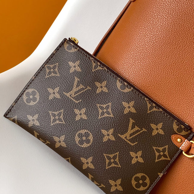 LV 25S LOW KEY HOBO BAG 28 CM IN BURNT ORANGE CALFSKIN