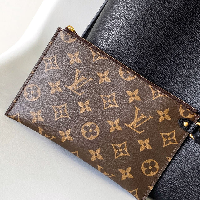 LV 25S LOW KEY HOBO BAG 28 CM IN BLACK CALFSKIN