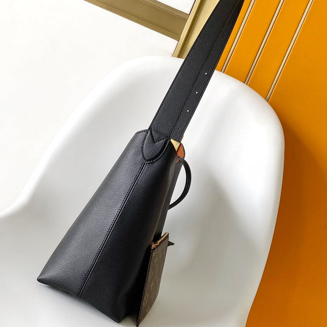 LV 25S LOW KEY HOBO BAG 35 CM IN BLACK CALFSKIN