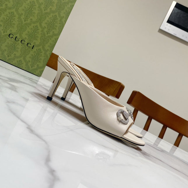 GUCCI 26S HORSEBIT HIGH-HEELED SANDALS 80 MM IN CREAM WHITE CALFSKIN