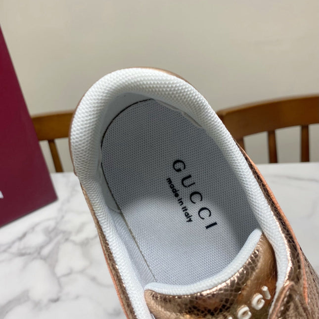 GUCCI 26S SNEAKER IN ROSE GOLD METALLIC CALFSKIN