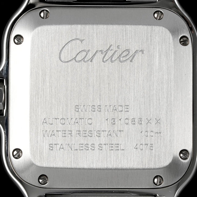 SANTOS MEDIUM MODEL DE CARTIER WATCH SILVER CASE WITH NAVY BLUE DIAL