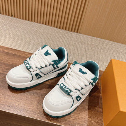 LV Trainer Maxi Sneaker White Mix Emerald Green Calfskin