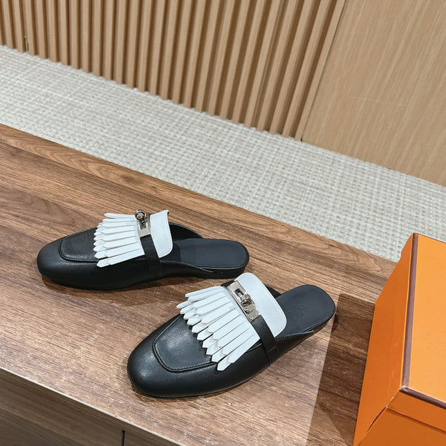 0Z Mule Fringed Black/White