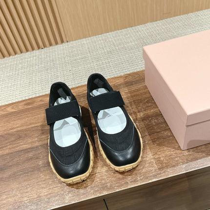 BALLET SHOES IN BLACK LAMBSKIN AND FABRIC ANTI-SLIP RUBBER SOLE