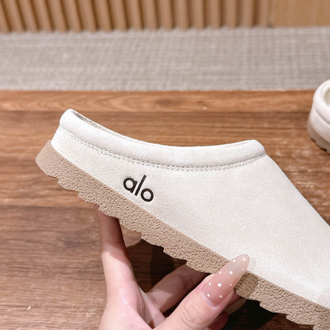ALO 25S MULE IN CREAM WHITE SUEDE