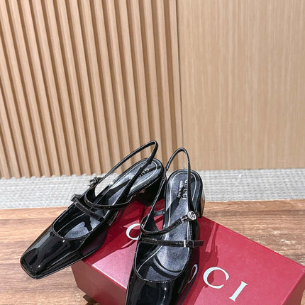 GUCCI 26S BLOCK-HEEL SLINGBACK PUMPS 45 MM IN BLACK CALFSKIN
