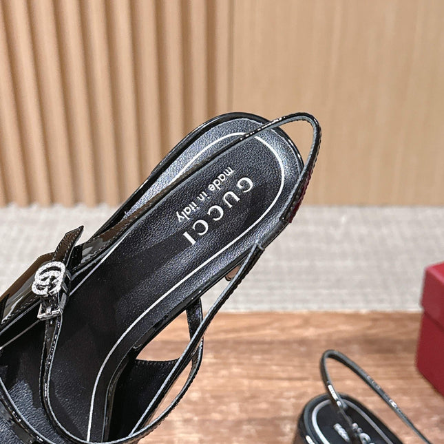 GUCCI 26S BLOCK-HEEL SLINGBACK PUMPS 45 MM IN BLACK CALFSKIN