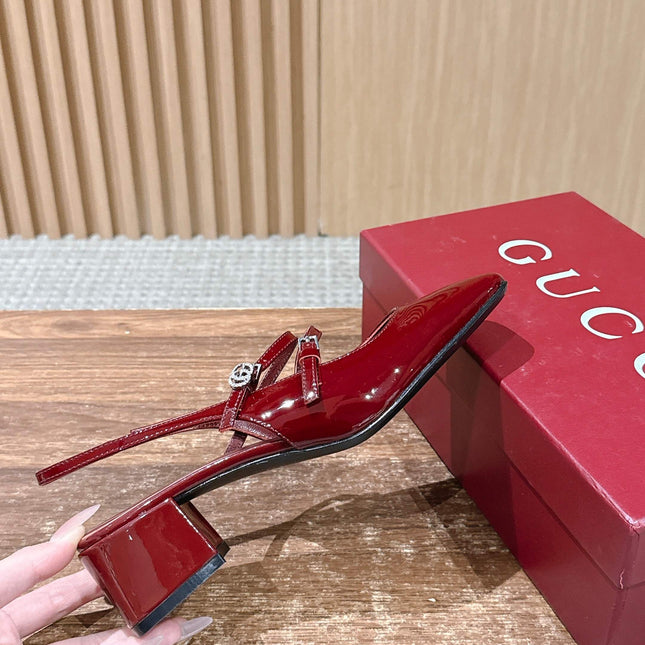 GUCCI 26S BLOCK-HEEL SLINGBACK PUMPS 45 MM IN RED CALFSKIN