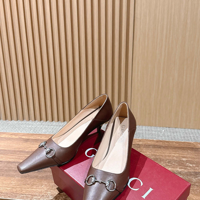 GUCCI 26S VITTORIA PUMPS 60 MM IN BROWN LAMBSKIN