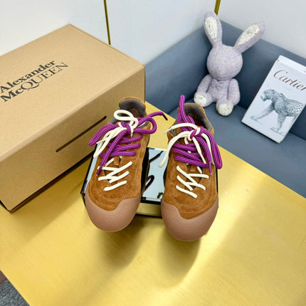 FLEXION SNEAKER IN BROWN SUEDE AND CALFSKIN TWO-TONE LACES