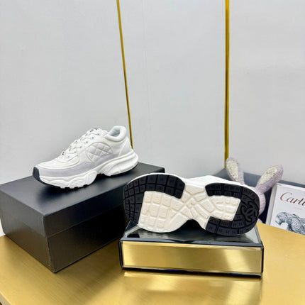 DAD SNEAKER IN WHITE LAMBSKIN AND SUEDE
