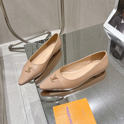 LV 26S POINTED TOE BALLET FLATS IN NUDE BEIGE CALFSKIN