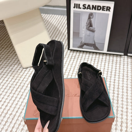 LP 26S CROSS-STRAP SANDALS IN BLACK SUEDE