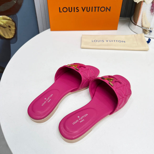 LV 26S MARE FLAT MULES IN PINK CALFSKIN