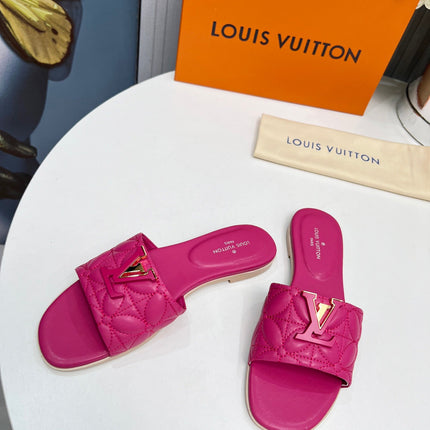 LV 26S MARE FLAT MULES IN PINK CALFSKIN