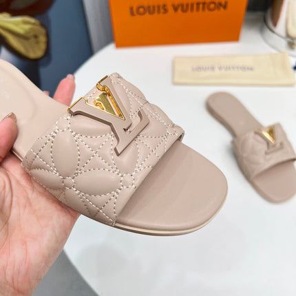 LV 26S MARE FLAT MULES IN DARK BEIGE CALFSKIN