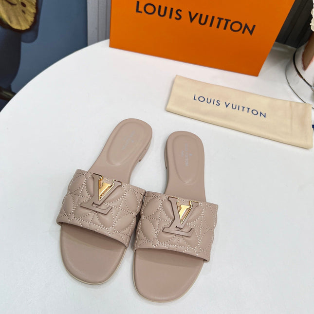 LV 26S MARE FLAT MULES IN DARK BEIGE CALFSKIN