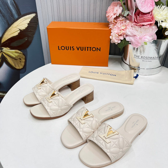 LV 26S MARE FLAT MULES IN IVORY BEIGE CALFSKIN