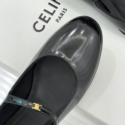 CELINE 26S MARY JANE SHOES IN BLACK LAMBSKIN