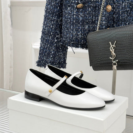 CELINE 26S MARY JANE SHOES IN WHITE LAMBSKIN