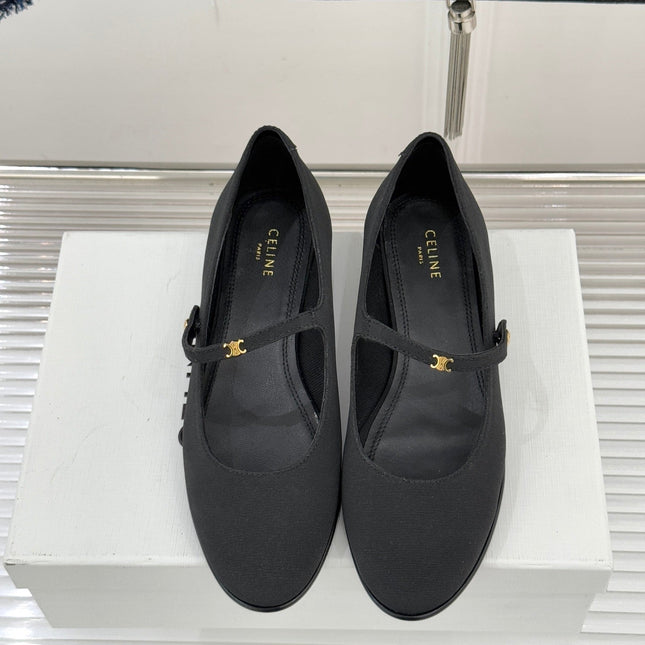 CELINE 26S MARY JANE SHOES IN BLACK FABRIC