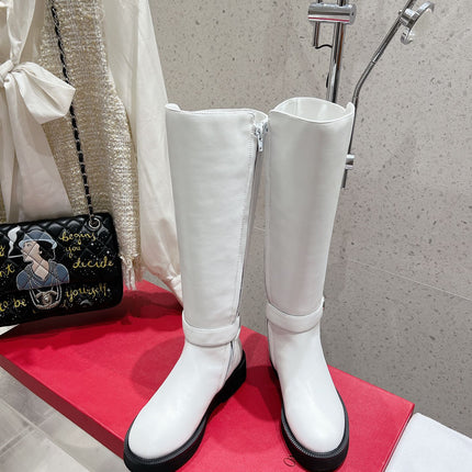 VALENTINO 25S KNEE-HIGH BOOTS IN WHITE CALFSKIN STYLE 9