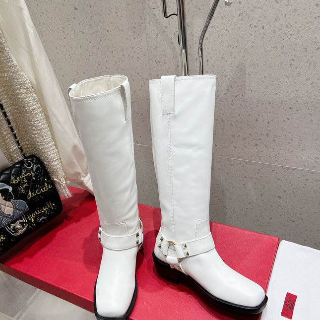 VALENTINO 25S KNEE-HIGH BOOTS IN WHITE CALFSKIN STYLE 3