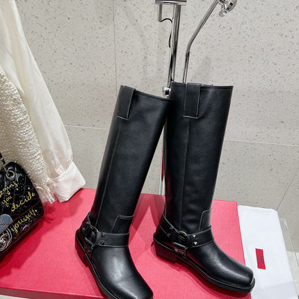 VALENTINO 25S KNEE-HIGH BOOTS IN BLACK CALFSKIN STYLE 1