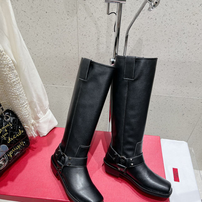 VALENTINO 25S KNEE-HIGH BOOTS IN BLACK CALFSKIN STYLE 1