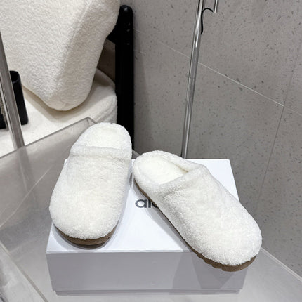 ALO 25S BIRKENSTOCK CLOGS IN WHITE WOOL