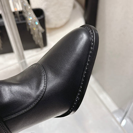 YSL 26S JANIS KNEE-HIGH BOOTS 90 MM IN BLACK SUEDE