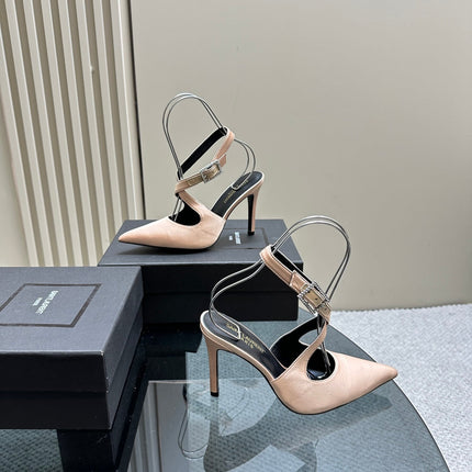 SL CROSS-STRAP SLINGBACK PINK NUDE SATIN