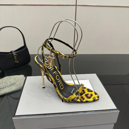 TOM FORD 26S HEELED SANDALS 100 MM IN LEOPARD PRINT CALFSKIN STYLE 3