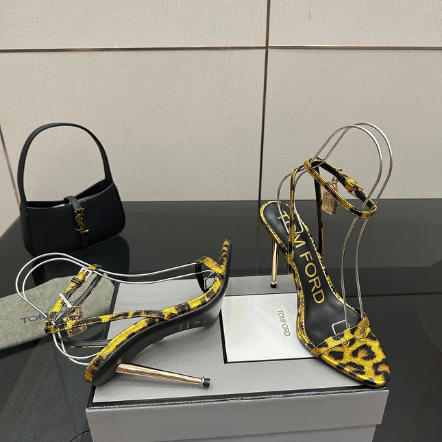 TOM FORD 26S HEELED SANDALS 100 MM IN LEOPARD PRINT CALFSKIN STYLE 3