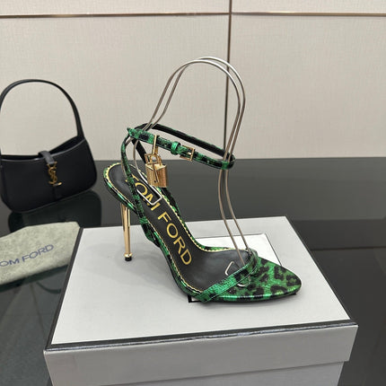 TOM FORD 26S HEELED SANDALS 100 MM IN LEOPARD PRINT CALFSKIN STYLE 2