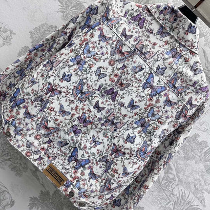 CD Jacket White Cotton Denim with Multicolor